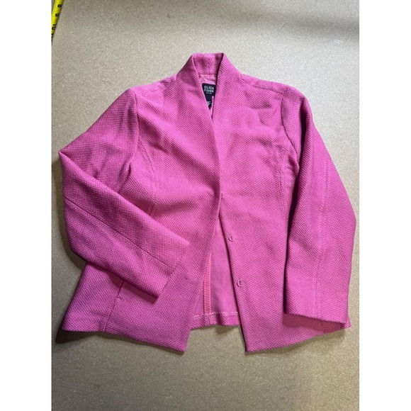 Eileen Fisher Petite Pink Virgin Wool Textured Stand Collar Blazer Jacket PM - Picture 9 of 10